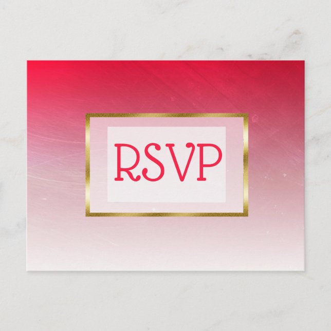 Cartes postales RSVP pour mariage dégradé rouge et (Devant)