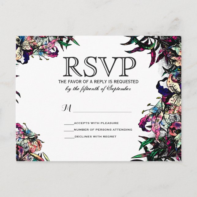 Cartes postales RSVP Watercolor Dragon Lys (Devant)