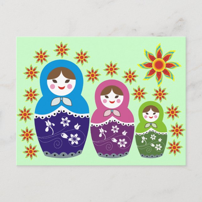 Cartes postales russes Matryoshka Dolls (Devant)