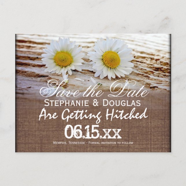 Cartes postales 'Rustic Daisies Burlap' pour annon (Devant)