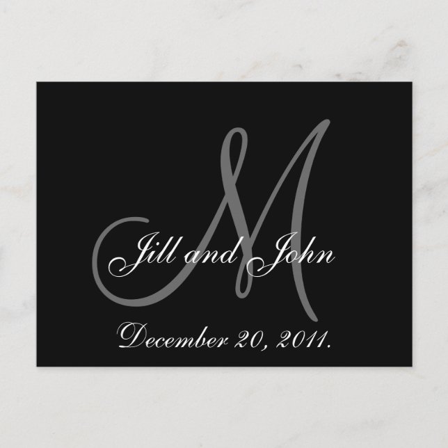 Cartes postales 'Sauver la date' avec monogramme (Devant)