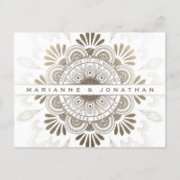 Cartes postales 'Sauver la date' Mandala blanc et 