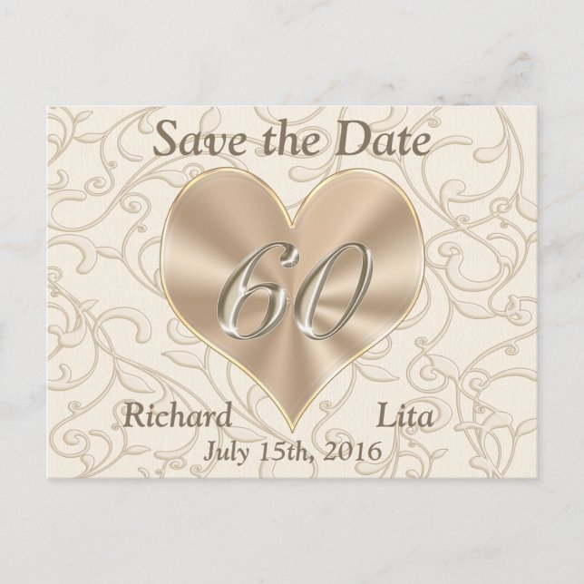 Cartes postales "Sauvez la date" pour le 60e anniv (Devant)