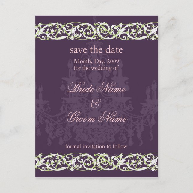 Cartes postales Save the Date, accent de volutes d (Devant)