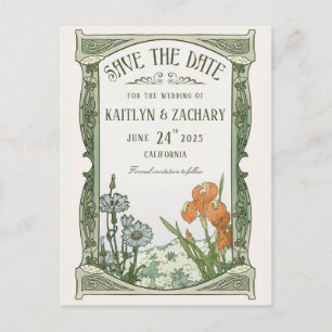 Cartes postales Save the Date Art nouveau floral