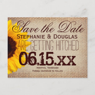 Cartes postales "Save the Date" au tournesol rusti