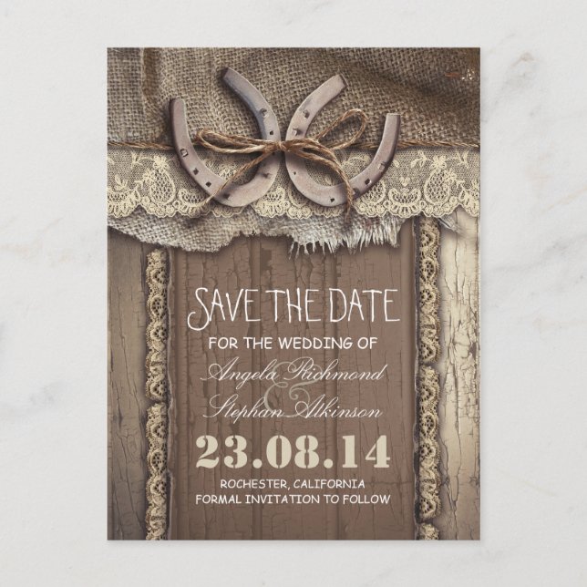 Cartes postales "save the date" avec des fers à ch (Devant)