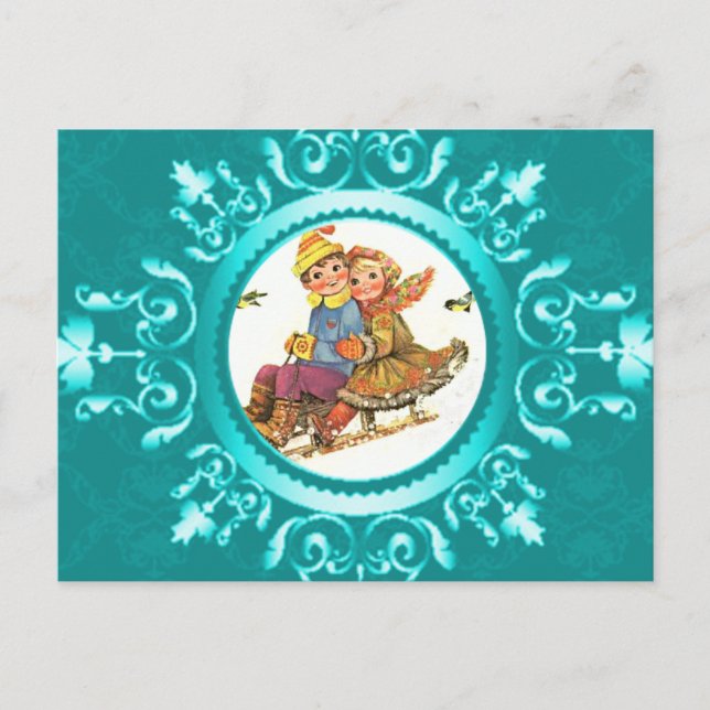 Cartes postales Sleigh Ride ou votre photo Icy Blu (Devant)