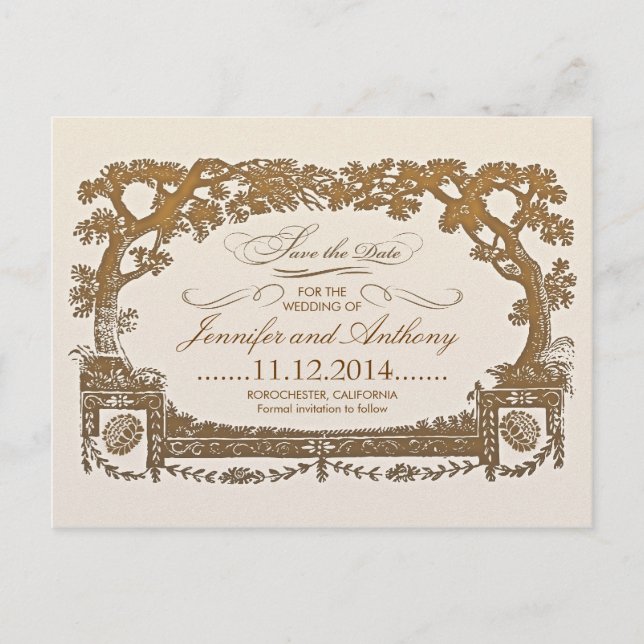 cartes postales typographiques vintage arbres pour (Devant)