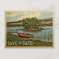 Cartes postales vintage de bateau sur le lac pour