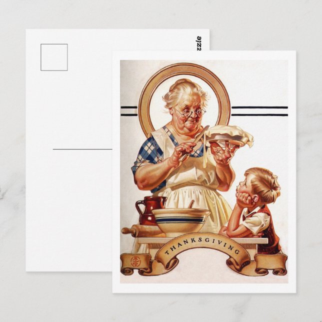 Cartes postales vintage de Thanksgiving d'art (Devant / Derrière)