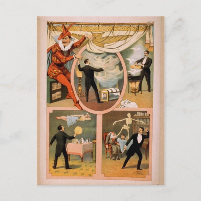 Cartes postales-vintage de théâtre Magicien public (Devant)