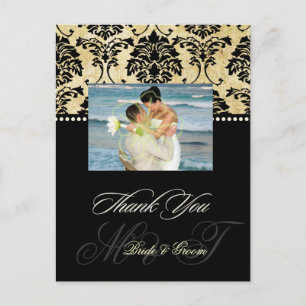 Cartes postales vintage Mariage damassé Merci,