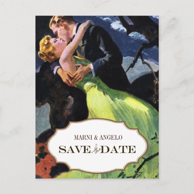 Cartes postales vintage pour annoncer la date de m (Devant)