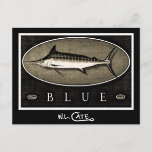 Cartes postales Vintages en bleu marlin noir et bl