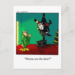 Cartes postales X mas amusantes Père Noël coincé à