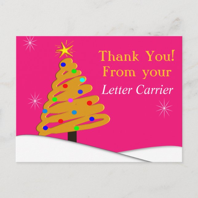 CARTES POSTCARTES MERCI Mailman rose (Devant)