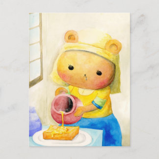 CARTES POUR FÊTES ANNUELLES はちみつをそそぐくまさん