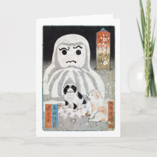 Cartes Pour Fêtes Annuelles 子 犬 と だ 雪 ま, Chiots et Snowman , Kuniyoshi, Ukiyo-