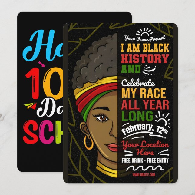 Cartes Pour Fêtes Annuelles 100 Days Learning Black History 2026  (Devant / Derrière)