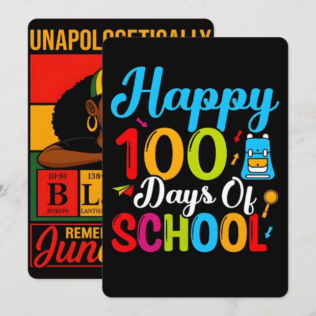 Cartes Pour Fêtes Annuelles 100 Days Learning Black History 2026 Poster  (Devant / Derrière)