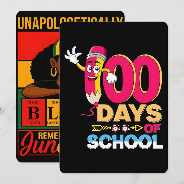Cartes Pour Fêtes Annuelles 100 Days Learning Black History 2026 Poster  (Devant / Derrière)