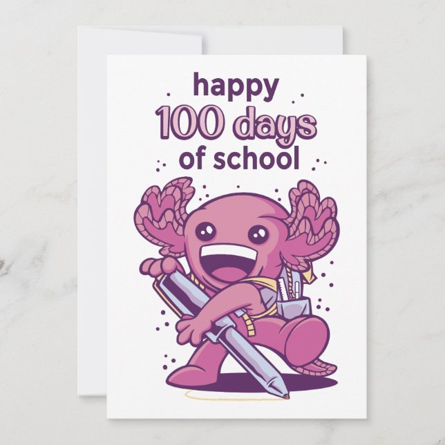 Cartes Pour Fêtes Annuelles 100 jours d'invitation scolaire (Devant)