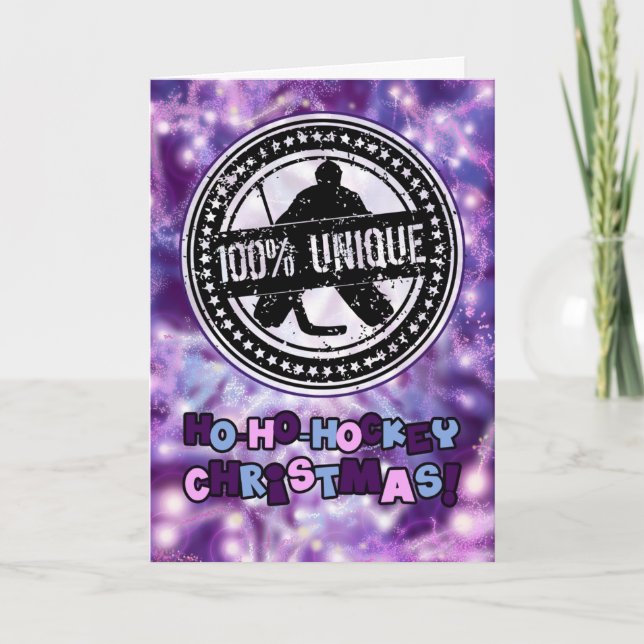 Cartes Pour Fêtes Annuelles 100% unique Hockey gardien de but Noël (Devant)