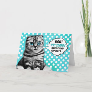 Cartes Pour Fêtes Annuelles 100e anniversaire drôle de style comique Chat