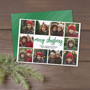Cartes Pour Fêtes Annuelles 10 Photo Collage - Joyeux Noël Grandes Têtes Verte