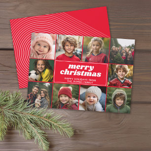 Cartes Pour Fêtes Annuelles 10 Photo Collage - Joyeux Noël Red Line Art