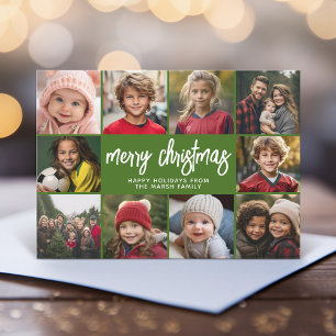 Cartes Pour Fêtes Annuelles 10 Photo Collage - Joyeux Noël Retro Stripes