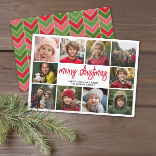 Cartes Pour Fêtes Annuelles 10 Photo Collage - Joyeux Noël Rouge Vert
