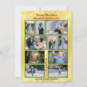 Cartes Pour Fêtes Annuelles 10 Photos Collage Cute Elegant Golden Personnalisé