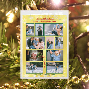 Cartes Pour Fêtes Annuelles 10 Photos Collage Cute Elegant Golden Personnalisé