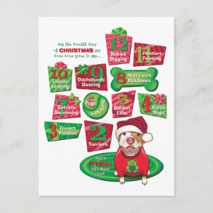 Cartes Pour Fêtes Annuelles 12 Chiens de Noël