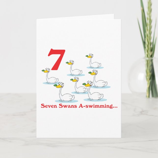 Cartes Pour Fêtes Annuelles 12 jours 7 cygnes a-nage (Devant)