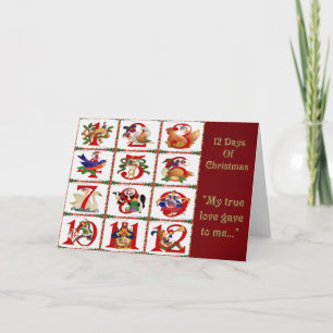 Cartes Pour Fêtes Annuelles 12 jours de cadeaux d'impression d'édredon de Noël