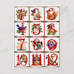 Cartes Pour Fêtes Annuelles 12 jours de cadeaux d'impression d'édredon de Noël