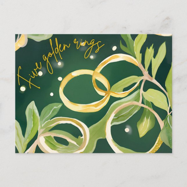 Cartes Pour Fêtes Annuelles 12 Jours de Noël - Cinq Anneaux d'or (Devant)