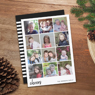 Cartes Pour Fêtes Annuelles 12 Photo Christmas Collage - Cheers Minimalist