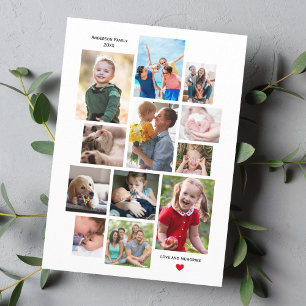Cartes Pour Fêtes Annuelles 12 Photo Collage de mémoire de famille avec coeur 