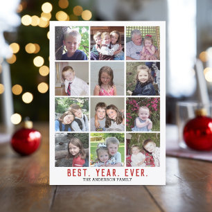 Cartes Pour Fêtes Annuelles 12 Photo Collage Meilleure année jamais Noël Rouge
