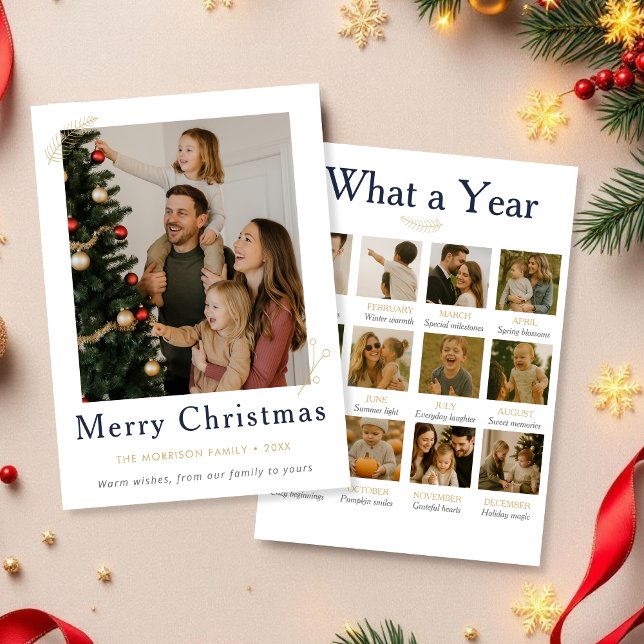 Cartes Pour Fêtes Annuelles 12 Photo Collage Quelle année Noël en famille (Créateur téléchargé)