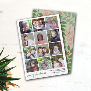 Cartes Pour Fêtes Annuelles 12 Photo Joyeux Noël avec dos botanique à la sauge