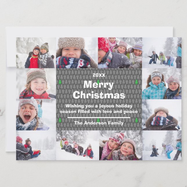 Cartes Pour Fêtes Annuelles 12 Photo Merry Christmas Collage-6x8Christmas Card (Devant)