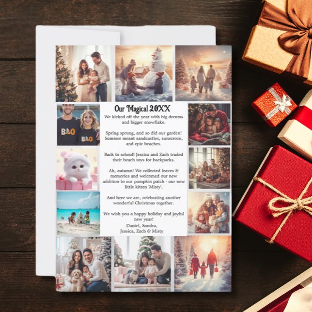 Cartes Pour Fêtes Annuelles 15 Photo Collage moderne Noël Année Recap (Créateur téléchargé)