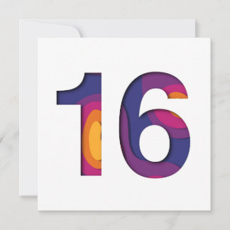 Cartes Pour Fêtes Annuelles 16 Joyeux 16e anniversaire Purple Pink Yellow Cuto