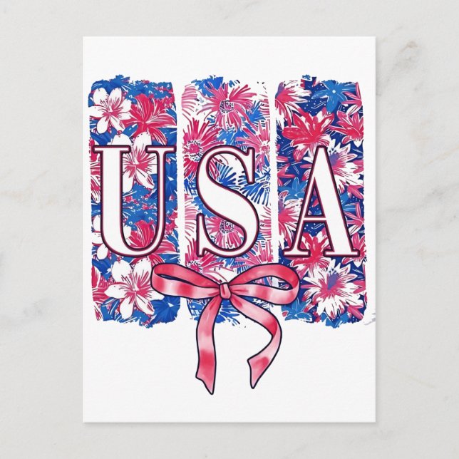 Cartes Pour Fêtes Annuelles 1776 Amérique 4 juillet USA Floral Flowers (Devant)