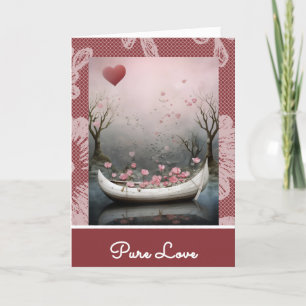 Cartes Pour Fêtes Annuelles *~* 17 AP51 Romantic House Boat Hearts Valentine
